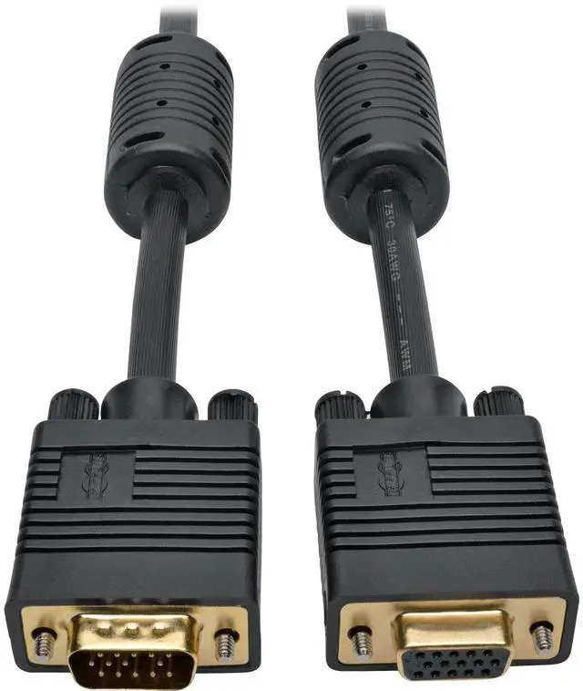 Alt view image 5 of 20 - Tripp Lite P500-003 Vga Monitor Extension Cable Coax High Resolution M/F 1080P 3Ft 3 - Vga Extension Cable - Hd-15 (Vga) (M) To Hd-15 (Vga) (F) - 3 Ft - Molded, Thumbscrews - Black