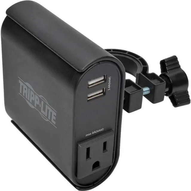 Alt view image 3 of 20 - Tripp Lite DMACUSB Ac/Usb Charging Clip For Display Mounts - Power Adapter - Ac / Usb - 3.4 A - 4 Output Connectors (2 X Usb, 2 X Nema 5-15) - Black