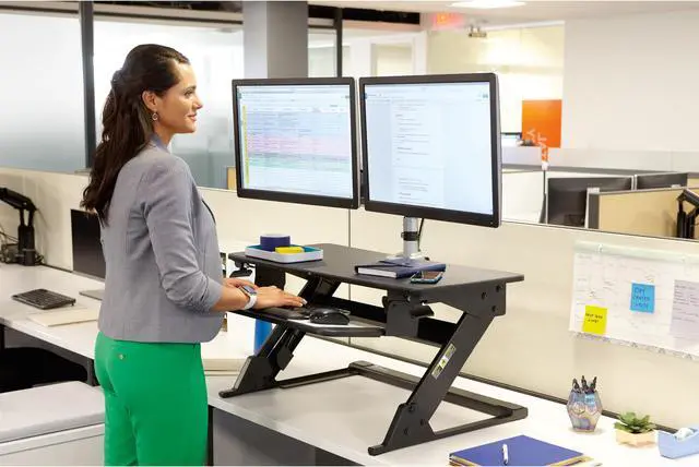 Alt view image 5 of 20 - 3M SD60B Standing Desk, Converts Desktop To Sit-Stand Workstation, 35.4" x 23.2" x 6.2"