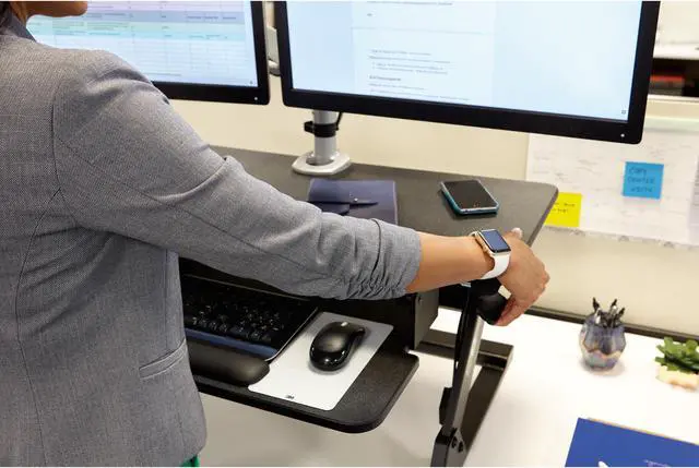 Alt view image 2 of 20 - 3M SD60B Standing Desk, Converts Desktop To Sit-Stand Workstation, 35.4" x 23.2" x 6.2"