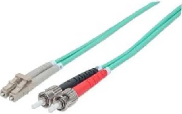 Alt view image 2 of 7 - Intellinet Fiber Optic Patch Cable, Duplex, Multimode, ST/LC, 50/125 µm, OM3, 3.0 m (10.0 ft.), Aqua