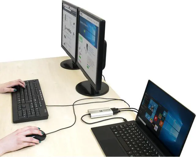 Alt view image 4 of 6 - Plugable Thunderbolt 3 Dual Monitor Adapter - USB-C to HDMI for Mac and Windows