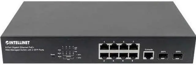 Main image of Intellinet Network Solutions 8-Port Gigabit Ethernet PoE+ Web-Managed Switch with 2 SFP Ports (561167)