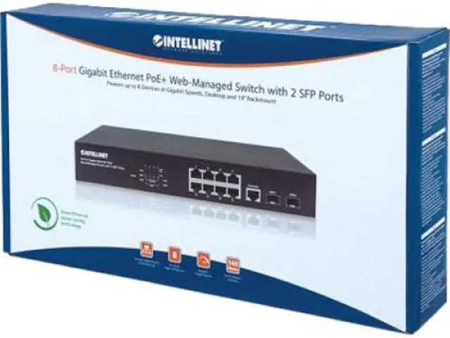 Alt view image 2 of 10 - Intellinet Network Solutions 8-Port Gigabit Ethernet PoE+ Web-Managed Switch with 2 SFP Ports (561167)