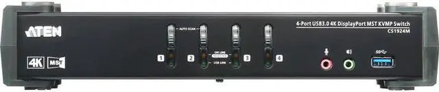 Alt view image 2 of 14 - Aten 4-Port USB 3.0 4K DisplayPort MST KVMP Switch (Cables Included)
