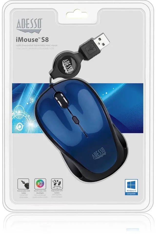 Alt view image 4 of 13 - Adesso iMouse S8L - USB Illuminated Retractable Mini Mouse