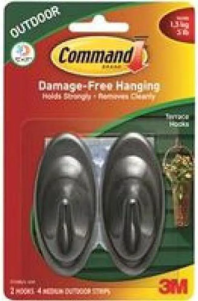 Alt view image 4 of 15 - Command All Weather Hooks and Strips Plastic Medium 2 Hooks & 4 Strips/Pack