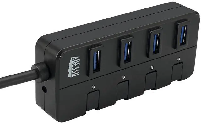 Alt view image 6 of 20 - Adesso AUH-3040 4 Port USB 3.0 Hub with Individual Power Switch