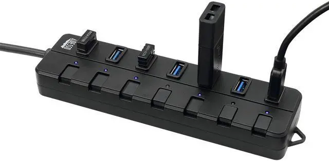 Alt view image 2 of 20 - Adesso AUH-3070P 7-Port USB 3.0 Hub with Individual Power Switch & Power Adapter