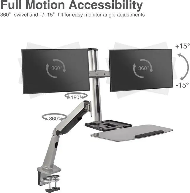 Alt view image 8 of 17 - Siig Mounting Arm For Monitor Keyboard - Silver