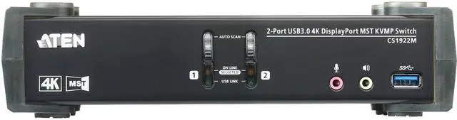 Alt view image 2 of 9 - Aten 2-Port USB 3.0 4K DisplayPort MST KVMP Switch (Cables Included)