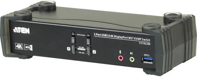 Alt view image 3 of 9 - Aten 2-Port USB 3.0 4K DisplayPort MST KVMP Switch (Cables Included)