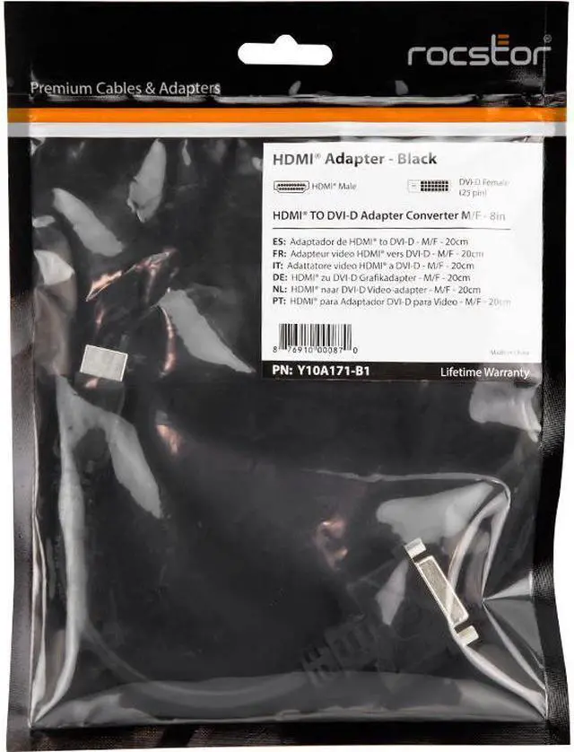 Alt view image 2 of 7 - Rocstor 8In Hdmi To Dvi-D Video Cable Adapter -