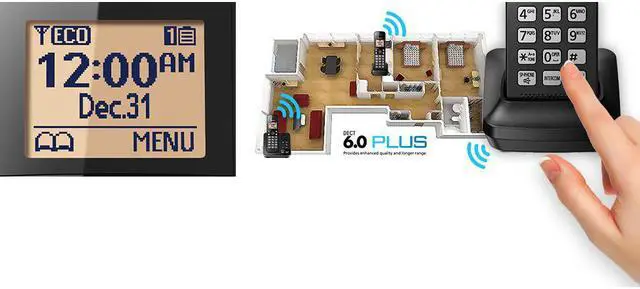 Alt view image 2 of 20 - PANASONIC KX-TGC362B DECT 6.0, 2 HANDSETS, CID, ITAD