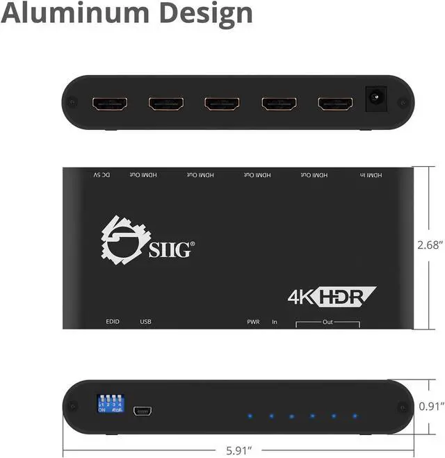 Alt view image 5 of 20 - 1X4 HDMI 2.0 SPLITTER/DIST AMP