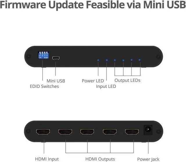 Alt view image 6 of 20 - 1X4 HDMI 2.0 SPLITTER/DIST AMP