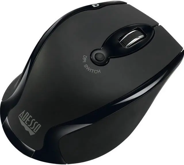 Alt view image 6 of 16 - Adesso iMouse M20B - Wireless Ergonomic Optical Mouse - Optical - Wireless - Radio Frequency - Black - USB - 1600 dpi - Scroll Wheel - Right-handed Only