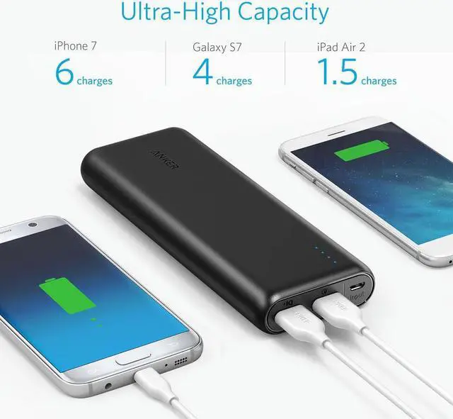 Alt view image 6 of 14 - Anker PowerCore 20,000 mAh Portable Charger for Most USB-Enabled Devices - Black