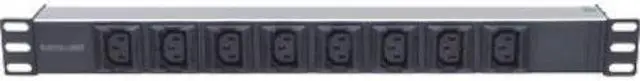 Alt view image 3 of 6 - Intellinet 19" 1U Rackmount Anti-Shedding 8-Output C13 Power Distribution Unit (PDU)
