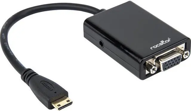 Alt view image 4 of 19 - Rocstor Y10A185-B1 6In Mini Hdmi To Vga Adapter Male To Vga Female Black