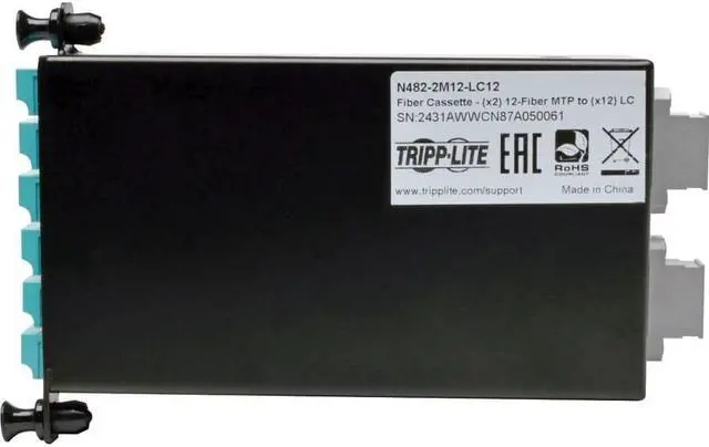 Alt view image 7 of 17 - Tripp Lite 12-Fiber Patch Panel 2 Mtp/Mpo To 12 Lc 10Gb Breakout Cassette