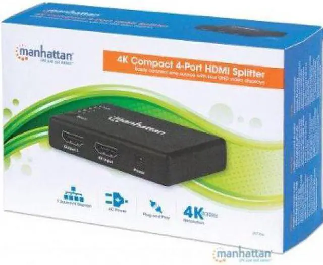 Alt view image 4 of 8 - Manhattan 4K Compact 4-Port Hdmi Splitter