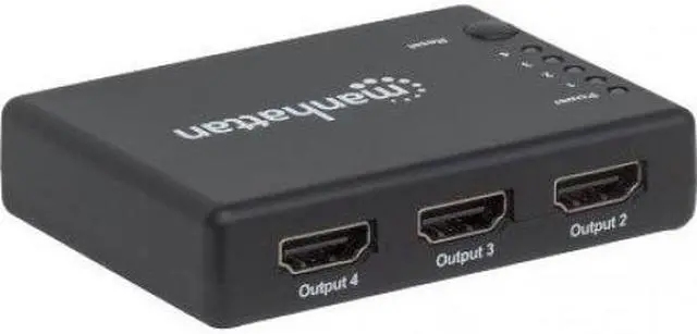 Alt view image 5 of 8 - Manhattan 4K Compact 4-Port Hdmi Splitter