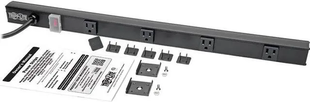 Alt view image 4 of 13 - Tripp Lite Power Strip Right-Angle 5-15R 4 Outlet 6ft Cord 5-15P 24in Black
