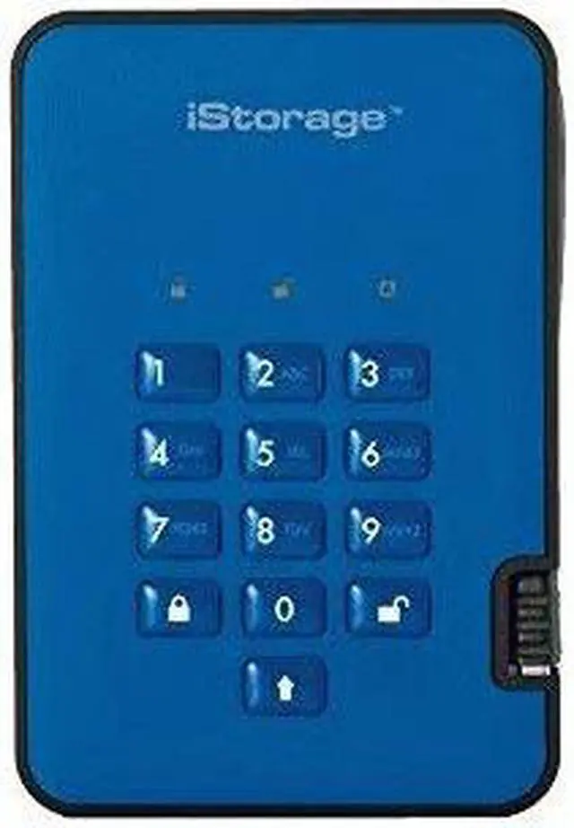 Alt view image 5 of 7 - iStorage diskAshur2 HDD 500GB Blue - Secure portable hard drive - Password protected, dust and water resistant, portable, military grade hardware encryption USB 3.1 IS-DA2-256-500-BE