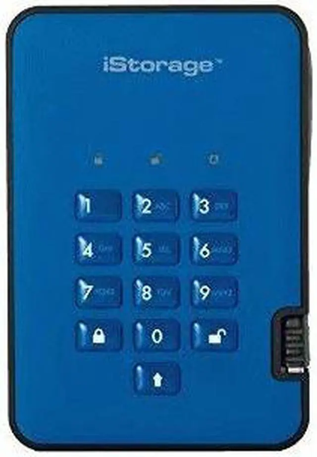 Alt view image 5 of 11 - iStorage diskAshur2 2TB Blue - Secure portable hard drive - Password protected, dust and water resistant, portable, military grade hardware encryption USB 3.1 IS-DA2-256-2000-BE