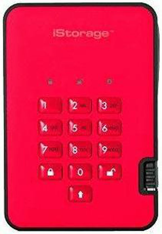 Alt view image 6 of 12 - iStorage diskAshur2 SSD 1TB Red - Secure portable solid state drive - Password protected, dust and water resistant, portable, military grade hardware encryption USB 3.2 IS-DA2-256-SSD-1000-R