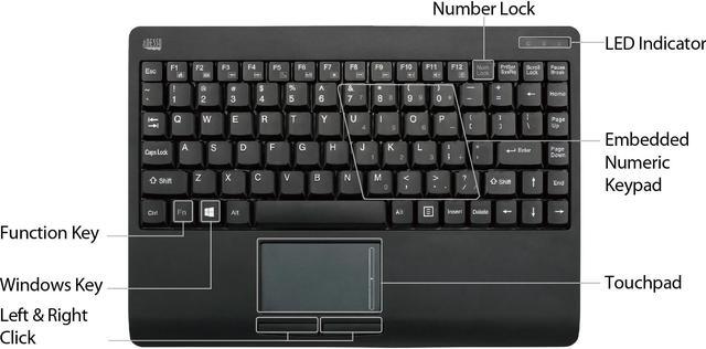 Adesso SlimTouch 4110 Wireless Mini Touchpad Keyboard