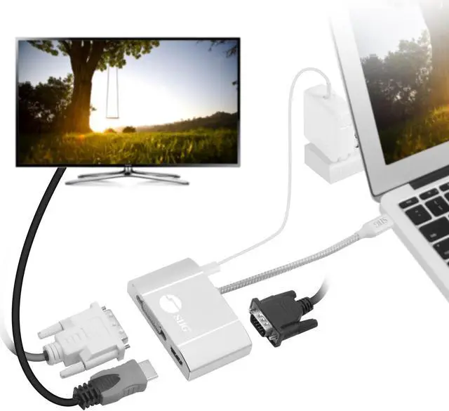 Alt view image 2 of 20 - USB-C TO 3-IN-1 MULTIPORT VIDEO ADAPTER WITH PD CHARGING - DVI/HDMI/VGA