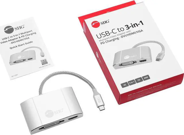 Alt view image 3 of 20 - USB-C TO 3-IN-1 MULTIPORT VIDEO ADAPTER WITH PD CHARGING - DVI/HDMI/VGA