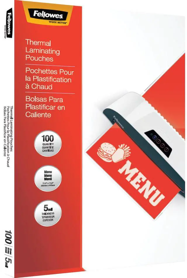 Alt view image 2 of 20 - Fellowes Thermal Laminating Pouches Menu 5 mil 100/Pack 5746001