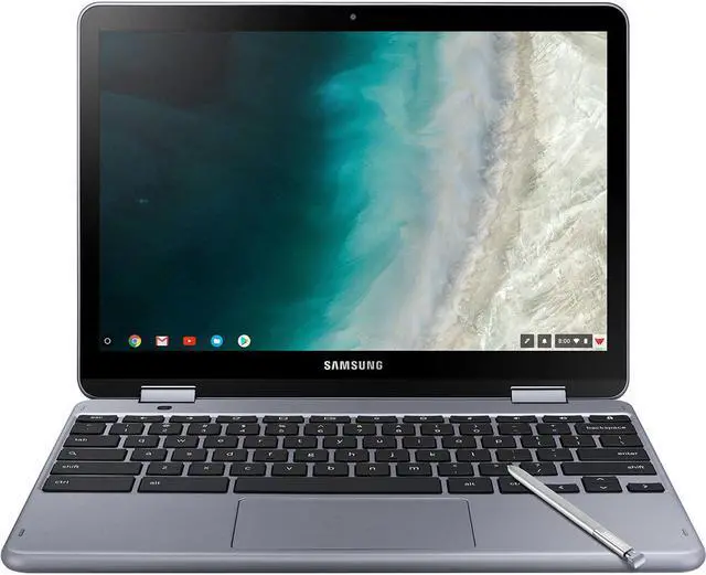 Main image of Samsung Chromebook Plus XE521QAB-K01US 12.2" Touchscreen LCD 2 in 1 Chromebook - Intel Celeron 3965Y 1.50 GHz - 4 GB LPDDR3 - 32 GB Flash Memory - Chrome OS - 1920 x 1200 - Convertible - Stealth Silver