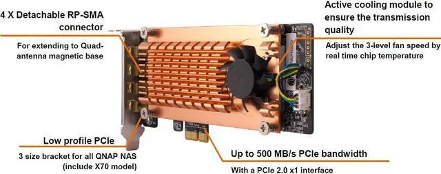 Alt view image 5 of 20 - QNAP Dual-band AC2600 Wireless PCIe Expansion Card Model QWA-AC2600