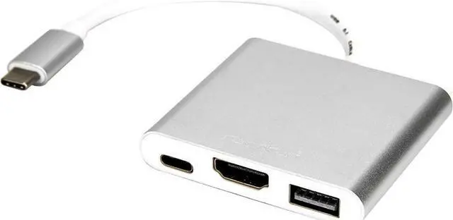 Alt view image 2 of 10 - Rocstor Y10A176-S1 Usb-C To Usb 3.0 Hdmi Usb-C 3.1 Multifunction Adapter 15Cm Silver