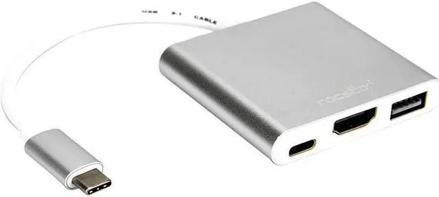 Alt view image 5 of 10 - Rocstor Y10A176-S1 Usb-C To Usb 3.0 Hdmi Usb-C 3.1 Multifunction Adapter 15Cm Silver