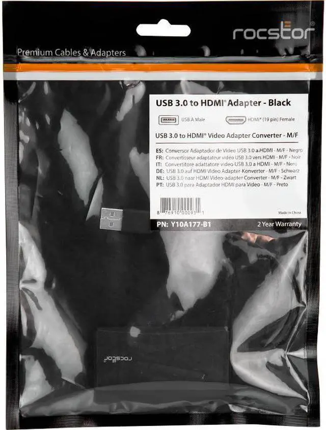 Alt view image 2 of 14 - Rocstor Premium Usb To Hdmi Adapter - Usb 3.0 To Hdmi External Usb Video Graphics Adapter - Resolutions Up To 1920X1200 1080P- 1X Usb 3