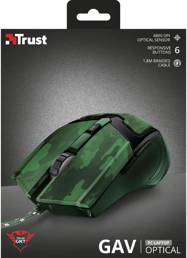 Alt view image 2 of 5 - Trust GXT 101D Gav Optical Gaming Mouse (Jungle Camo) - Accurate 4800 dpi Gaming Mouse with 6 Buttons