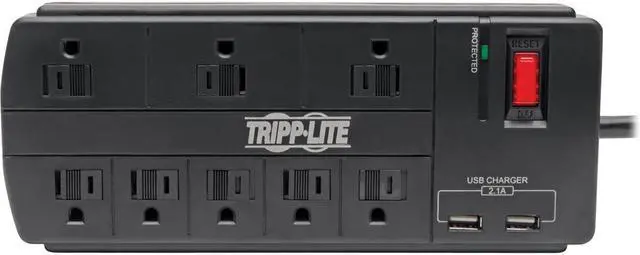 Alt view image 5 of 20 - TRIPP LITE TLP88USBB 8.0 Feet 8 Outlets 1200 Joules Surge Protector