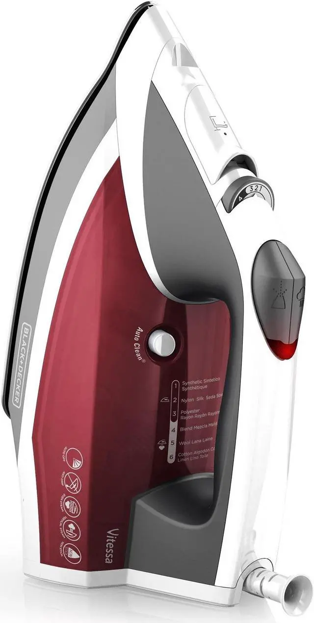 Alt view image 7 of 7 - BLACK+DECKER IR2050 Vitessa Advanced Steam Iron with Dual-Position Cord, Red