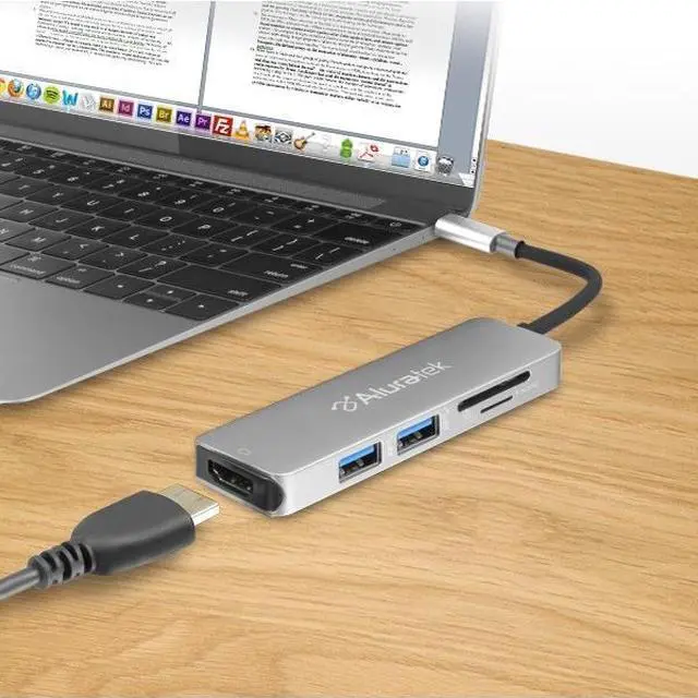 Alt view image 6 of 9 - Aluratek AUMC0302F USB Type-C Multimedia Hub and Card Reader with HDMI