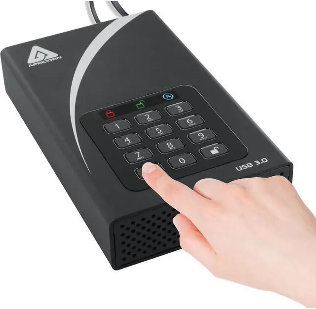 Alt view image 3 of 18 - Apricorn Aegis Padlock DT ADT-3PL256-12TB 12 TB Hard Drive - External - Desktop - TAA Compliant - USB 3.0 - 8 MB Buffer - Black - 256-bit Encryption Standard