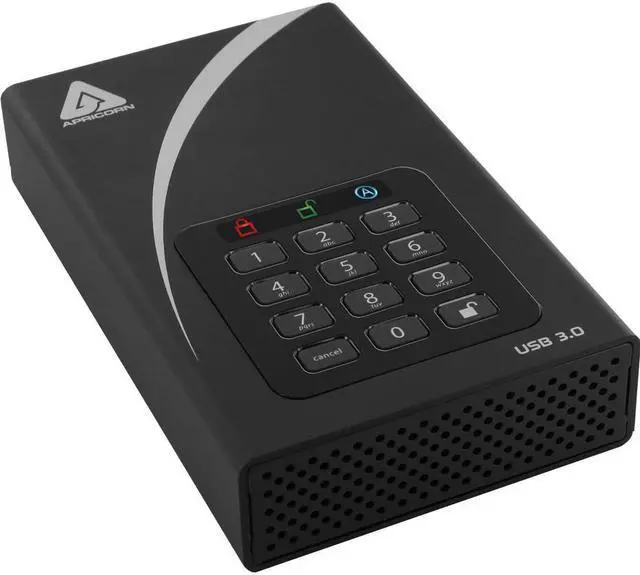 Main image of Apricorn Aegis Padlock DT ADT-3PL256-12TB 12 TB Hard Drive - External - Desktop - TAA Compliant - USB 3.0 - 8 MB Buffer - Black - 256-bit Encryption Standard