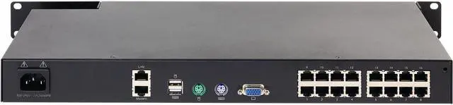 Main image of APC by Schneider Electric KVM1116R KVM Switchbox - 16 Computer(s) - 1 Local User(s) - 1 Remote User(s) - 20 x Network (RJ-45) - 2 x PS/2 Port - 5 x USB1 x VGA - Rack-mountable - 1U