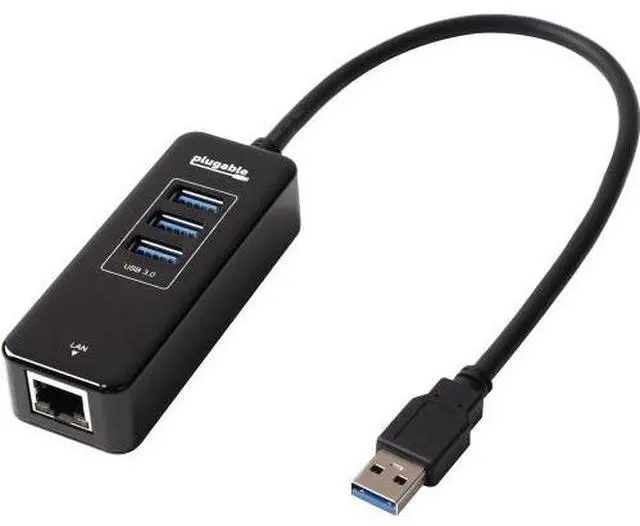 Alt view image 9 of 18 - Plugable USB Hub with Ethernet, 3 port USB 3.0 Bus Powered Hub with Gigabit Ethernet Compatible with Windows, MacBook, Linux, Chrome OS, Includes USB C and USB 3.0 Cables
