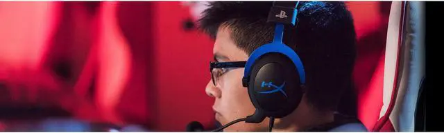 Alt view image 2 of 20 - HyperX Cloud Headset - Stereo - Blue - Mini-phone - Wired - 41 Ohm - 15 Hz - 25 kHz - Over-the-head - Binaural - Circumaural - 4.27 ft Cable - Electret, Condenser, Noise Cancelling Microphone