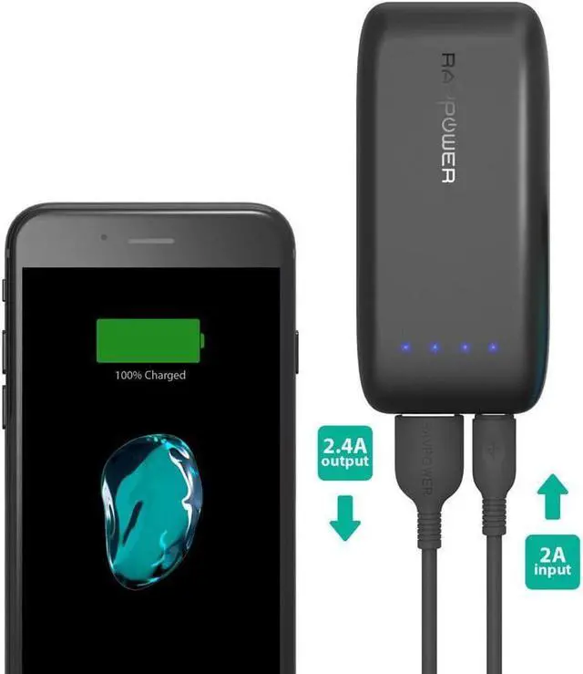 Alt view image 7 of 11 - RAVPower Black 6700 mAh Power Bank RP-PB060(B)